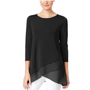 Alfani Chiffon Crossover Hem Top Size L